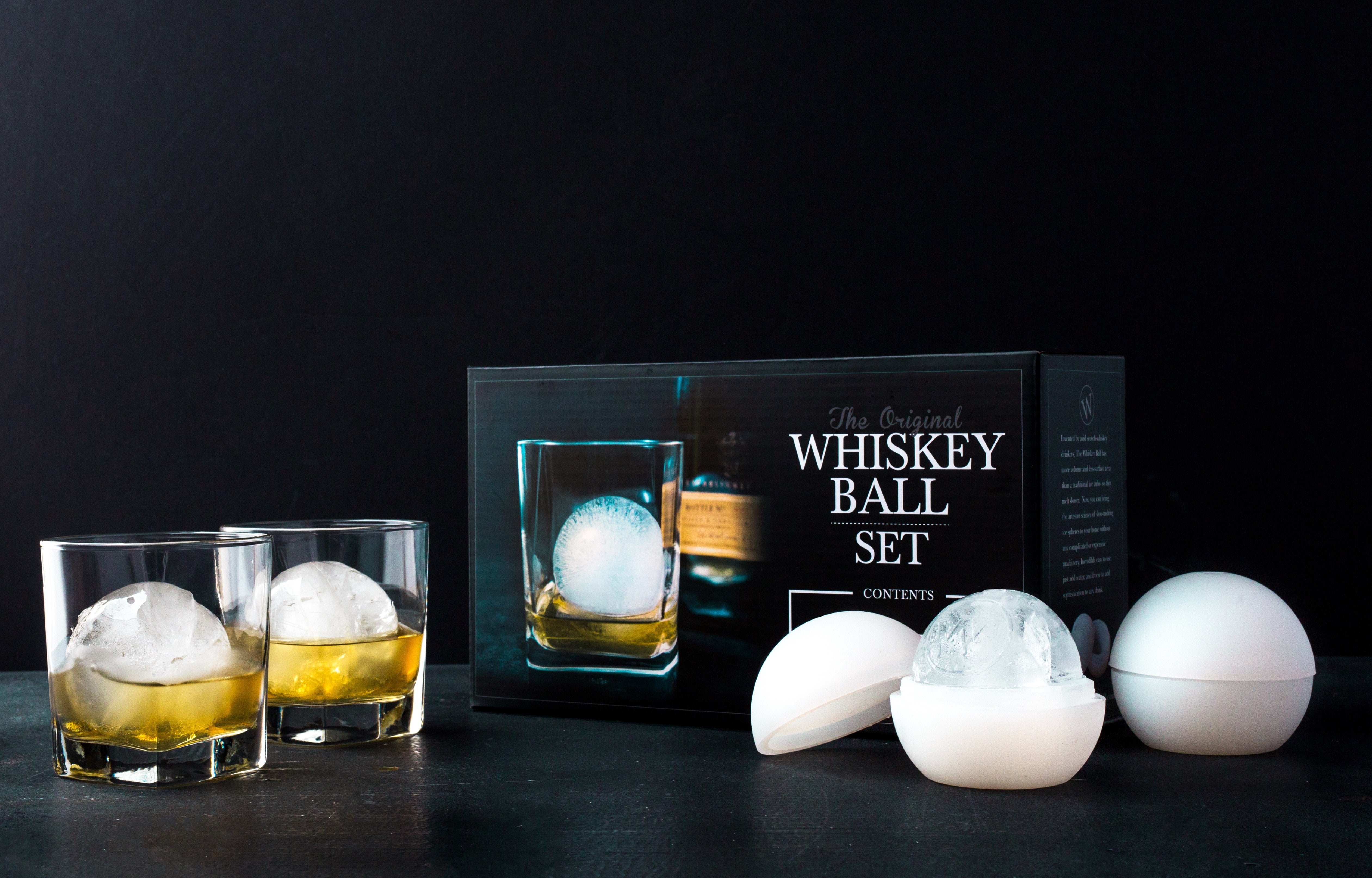 The Original Whiskey Ball Duo Gift Set (2 Round Ice Molds, 2 Libby